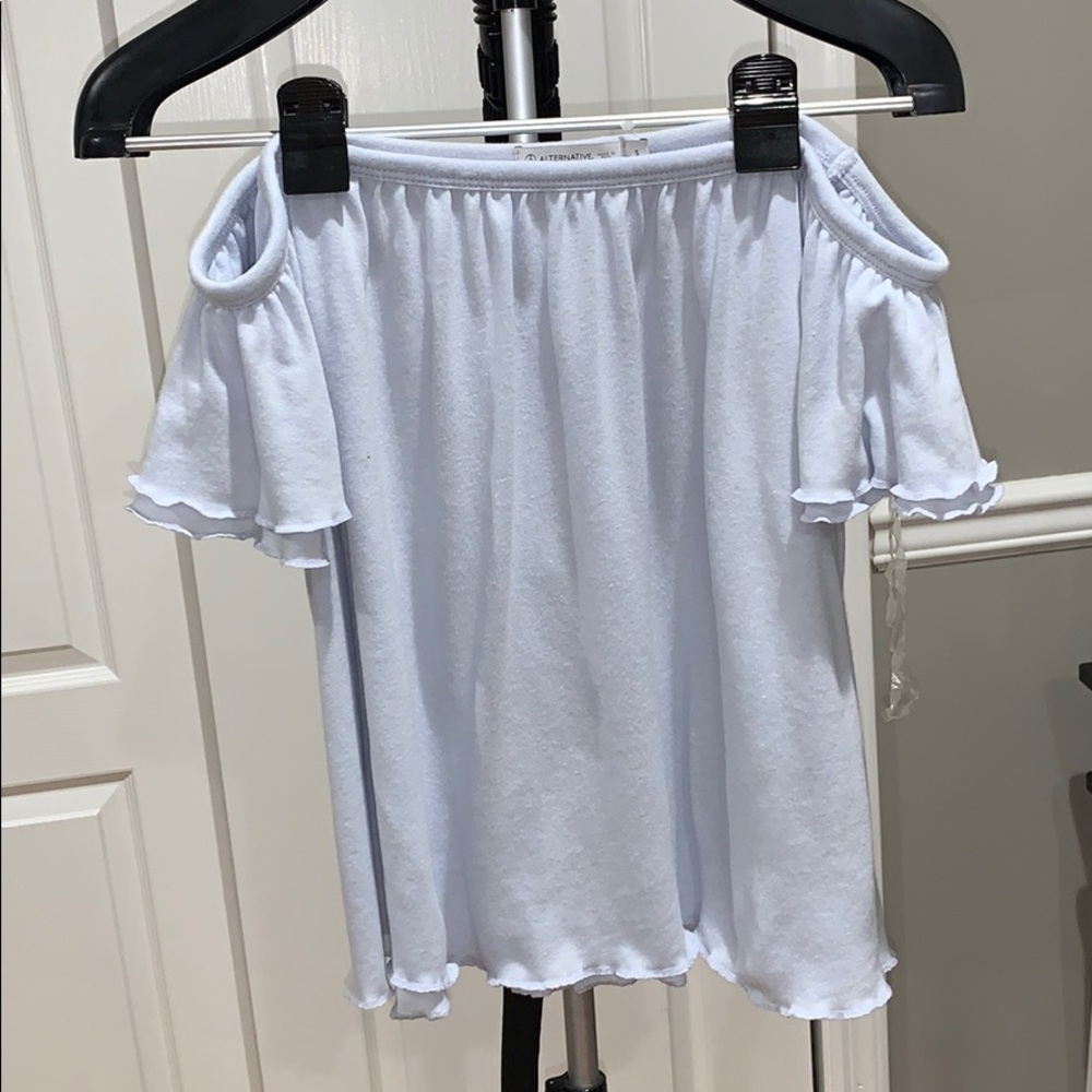 light blue off the shoulder top